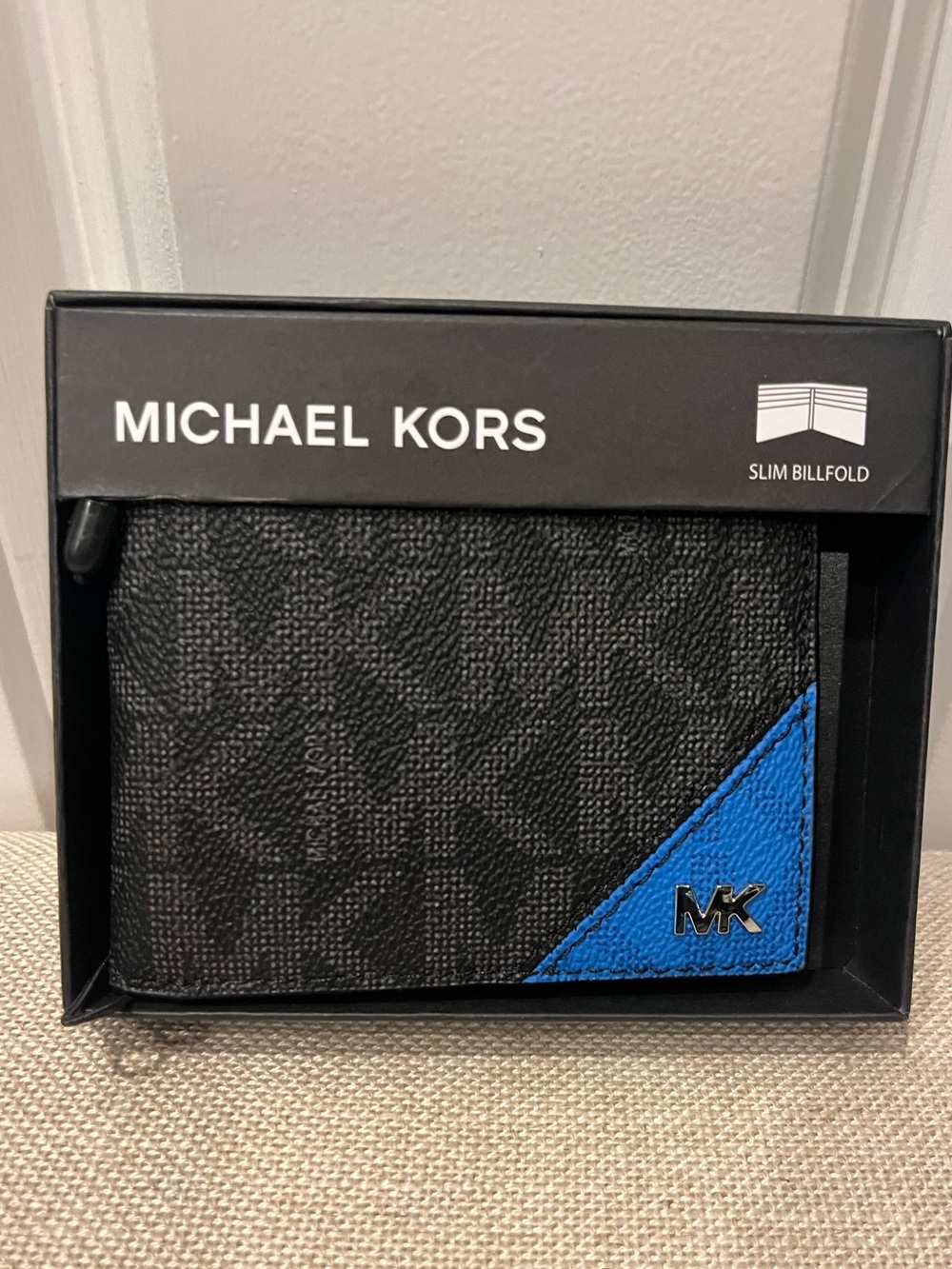 NEW MICHAEL KORS MEN'S SLIM BIFOLD WALLET- BLACK MONOGRAM